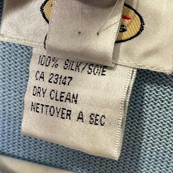 Vintage Talbots Sweater Tank Cardigan Set Women’s XL Light Blue 100% Silk - Picture 7 of 10